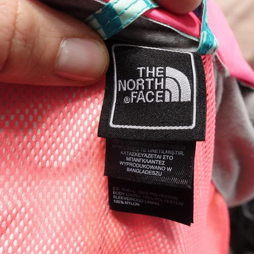 North Face‎ Jacket Girls XL 18 Green Floral HyVent Hooded Rain Coat Waterproof